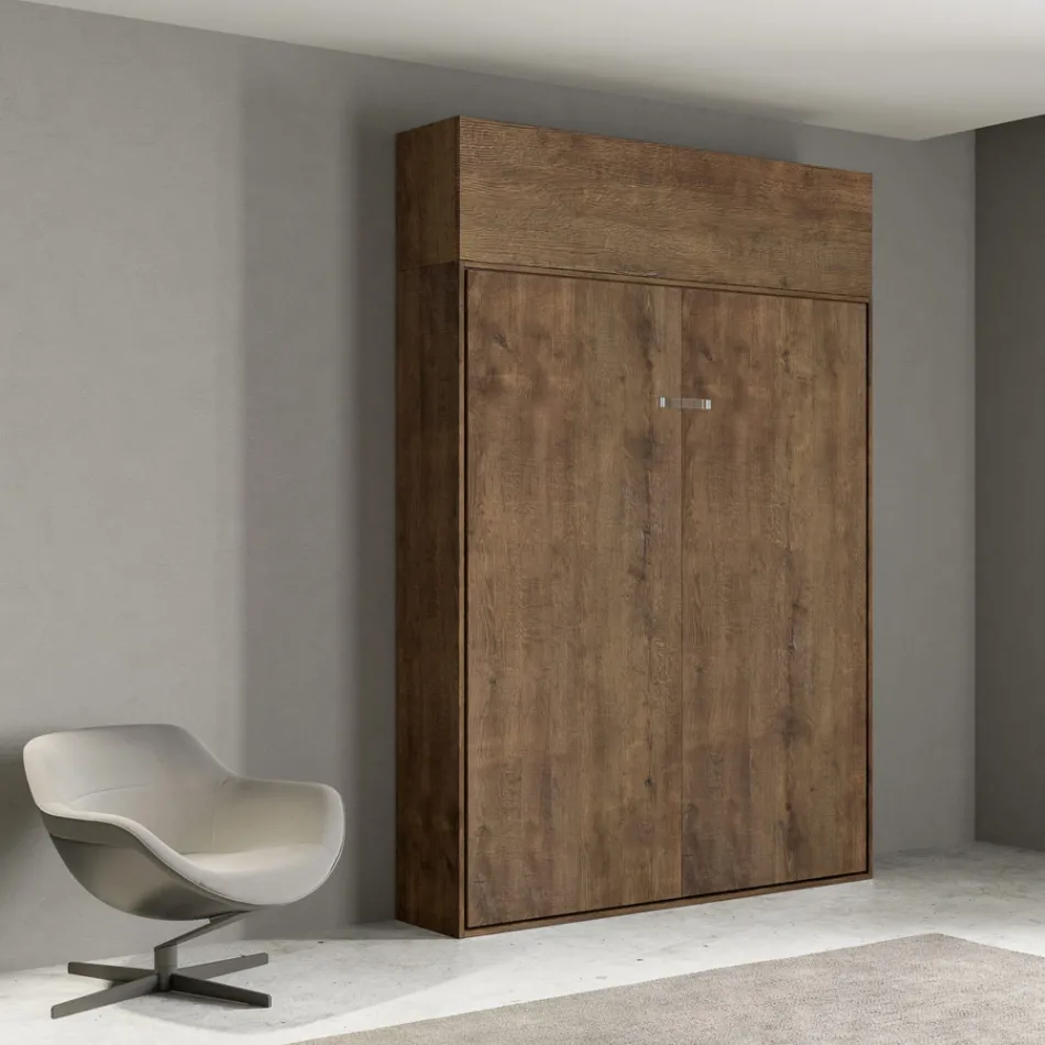 Cama de casal dobrável vertical com armário de parede - Magicompare Viadurini
