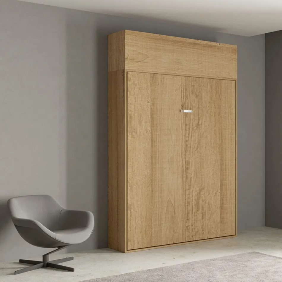 Cama de casal dobrável vertical com armário de parede - Magicompare Viadurini