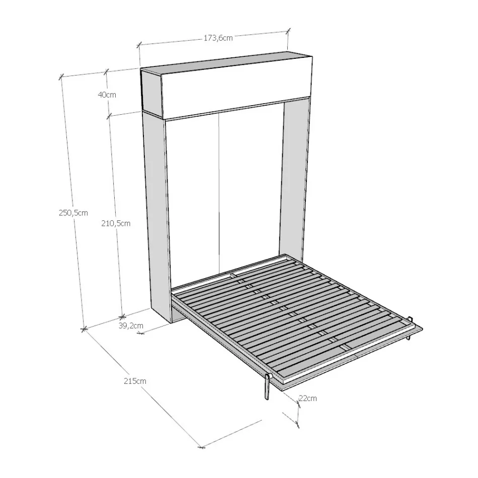 Cama de casal dobrável vertical com armário de parede - Magicompare Viadurini