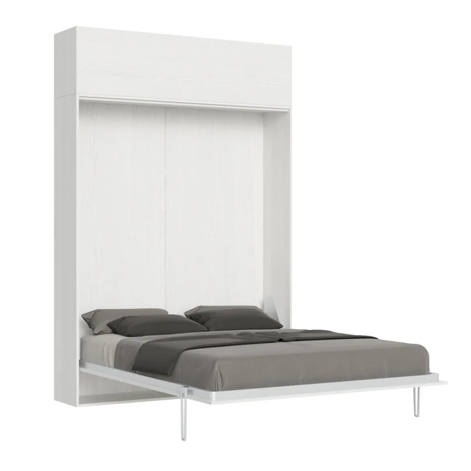 Cama de casal dobrável vertical com armário de parede - Magicompare Viadurini