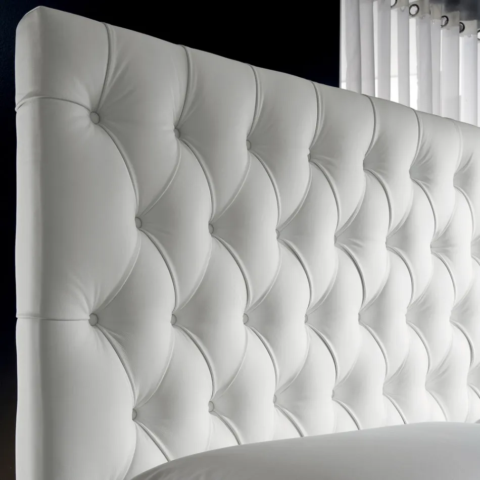 Cama de casal Capitonné com armazenamento opcional Fabricado na Itália - Sciocco Viadurini