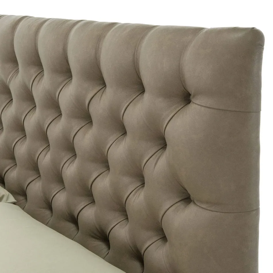 Cama de Casal Clássica com Caixa de Tecido ou Couro Ecológico Fabricada na Itália – Líbano Viadurini