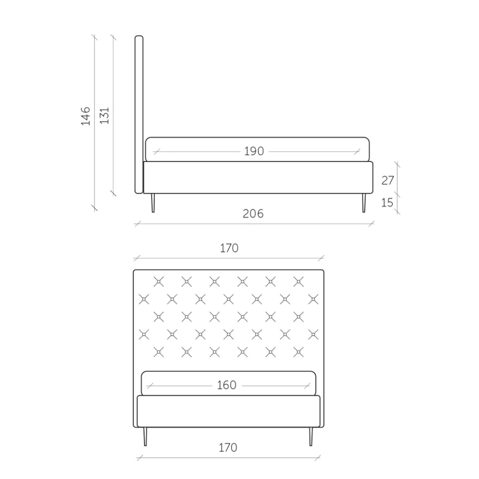Cama de casal com caixa de arrumação e base 160x190 Made in Italy - Sallie Viadurini