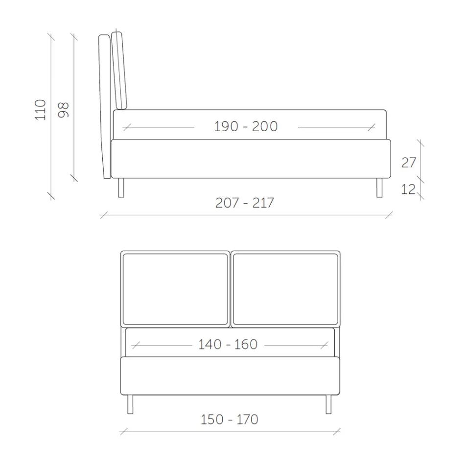 Cama de casal com caixa de arrumação Made in Italy - Ernesta Viadurini