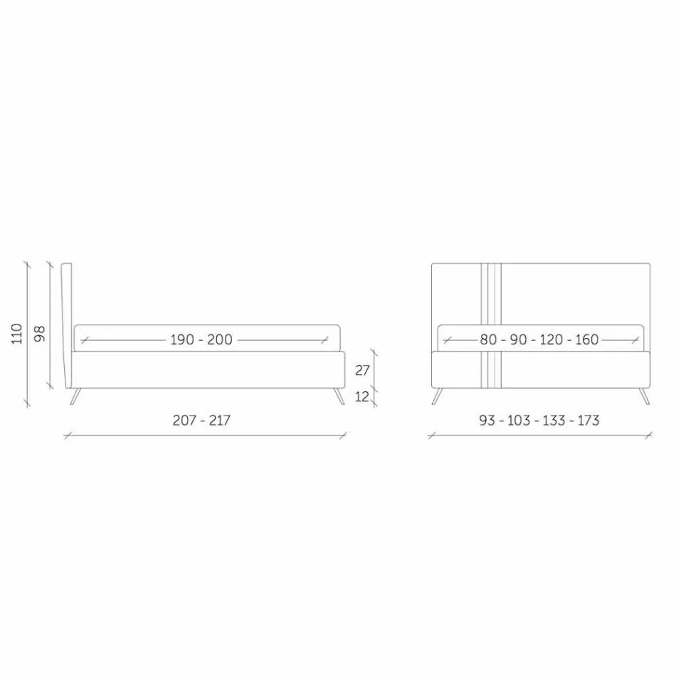 Cama de casal com gaveta acolchoada em couro ecológico Made in Italy - Paolo Viadurini