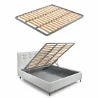 Cama de casal com gaveta acolchoada em couro ecológico Made in Italy - Paolo Viadurini