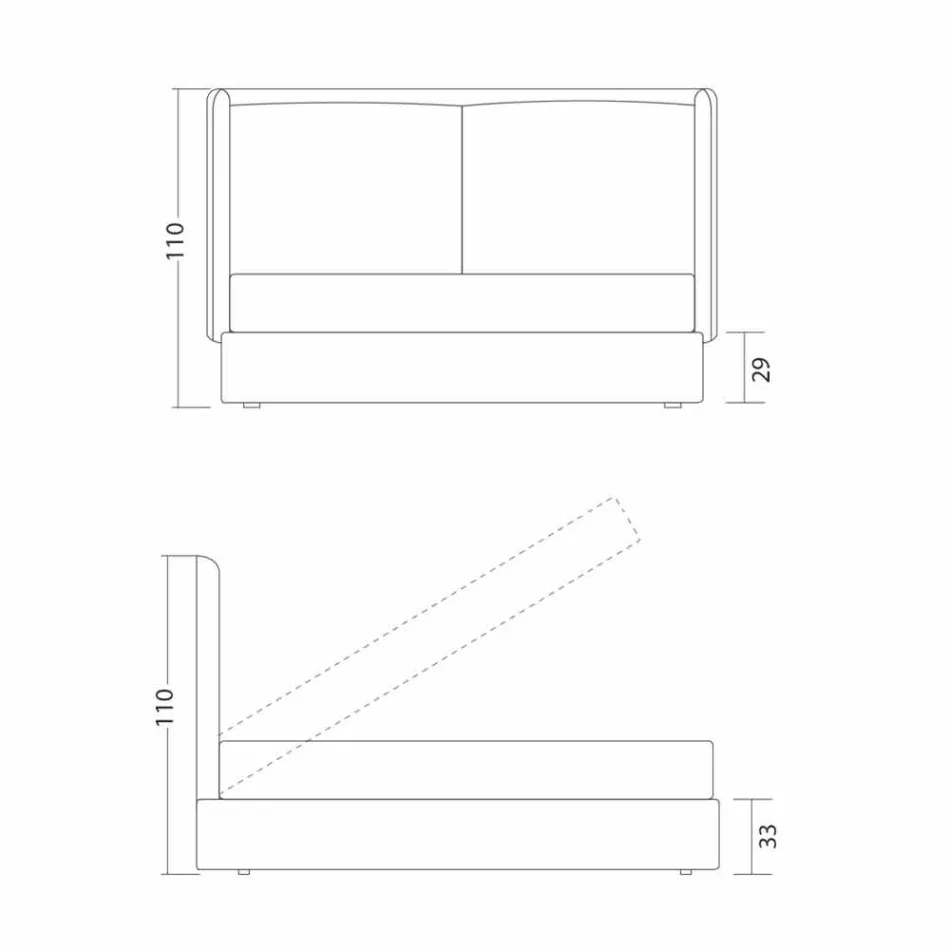Cama de casal com armazenamento, design moderno, Kate by Bolzan Viadurini
