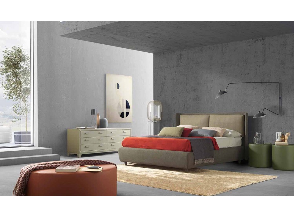 Cama de casal com armazenamento, design moderno, Kate by Bolzan Viadurini