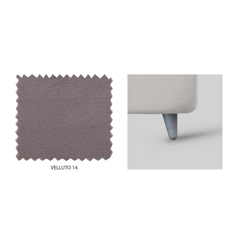 Cama de casal com armazenamento opcional e pés fabricados na Itália - Birba Viadurini