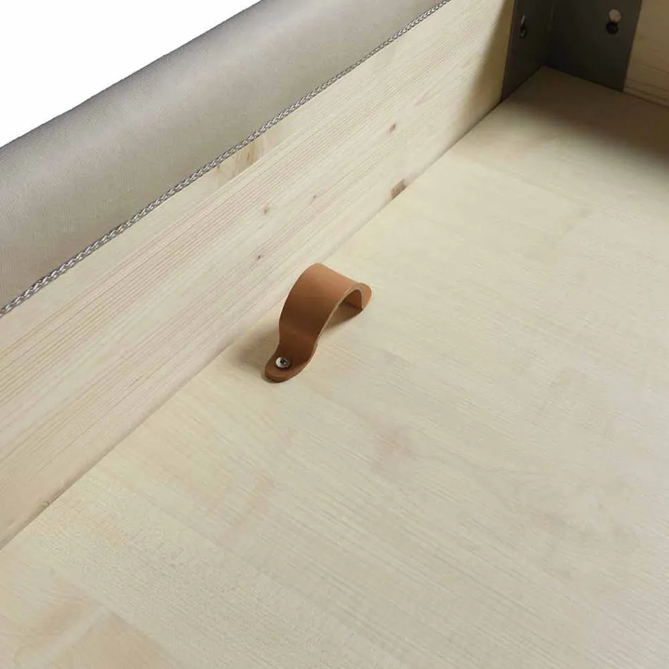 Cama de casal com recipiente coberto em tecido Selene Bolzan Viadurini