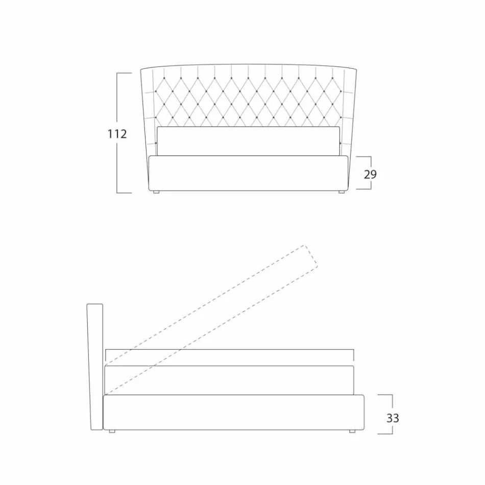 Cama de casal com recipiente coberto em tecido Selene Bolzan Viadurini