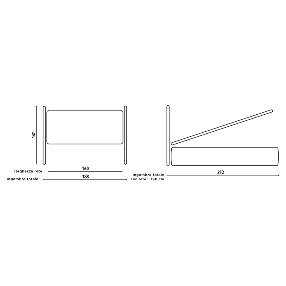 Cama de casal com estrutura acolchoada e cabeceira de ferro - Nebbia Viadurini
