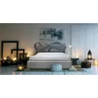 Cama de casal com estrado estofado em diversos acabamentos Made in Italy - Design Viadurini