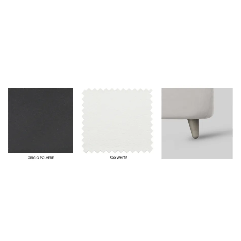 Cama de casal com estrado estofado em diversos acabamentos Made in Italy - Design Viadurini