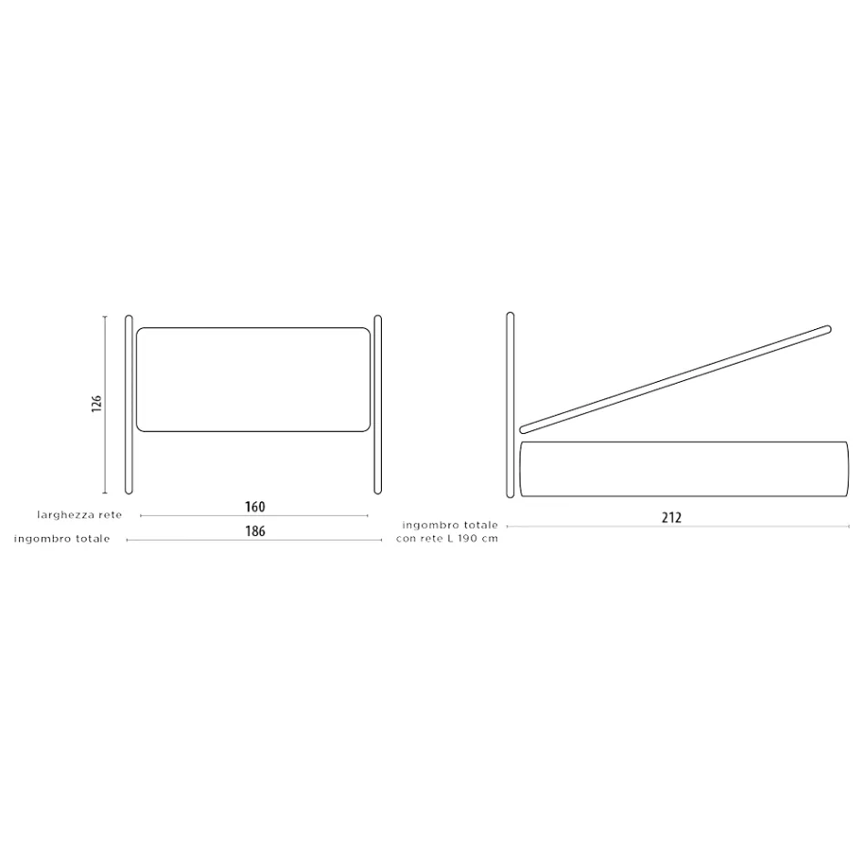 Cama de casal com estrado estofado em diversos acabamentos Made in Italy - Design Viadurini
