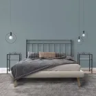 Cama de casal com estrado estofado em tecido Made in Italy - Rolly Viadurini
