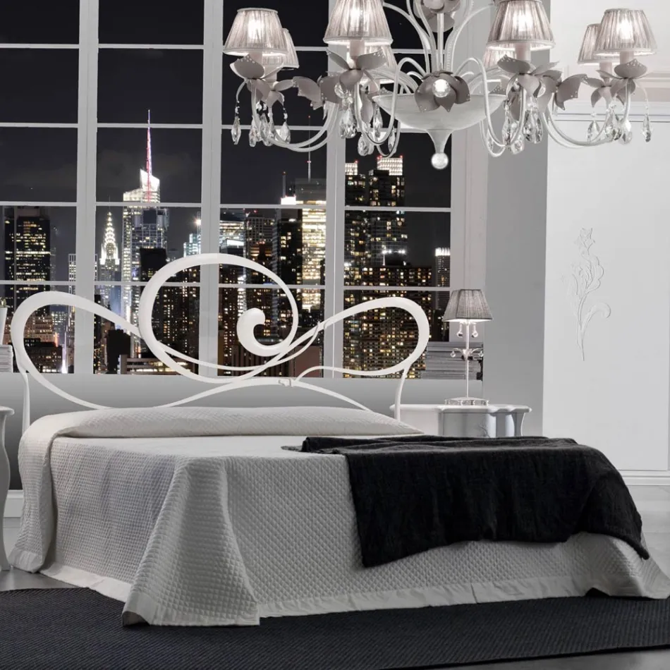 Cama de casal com estrutura de ferro Made in Italy - Shadow Viadurini