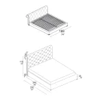 Cama de casal com estofamento capitonné e pés de madeira - Briosco Viadurini