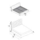 Cama de casal com estofamento capitonné e pés de madeira - Briosco Viadurini