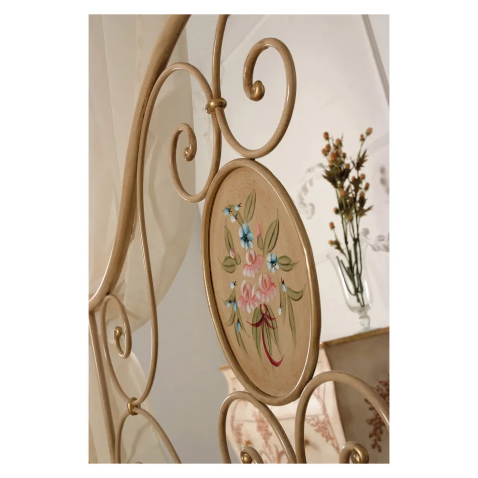 Cama de casal com estribo de ferro tubular coordenado Made in Italy - Chic Viadurini