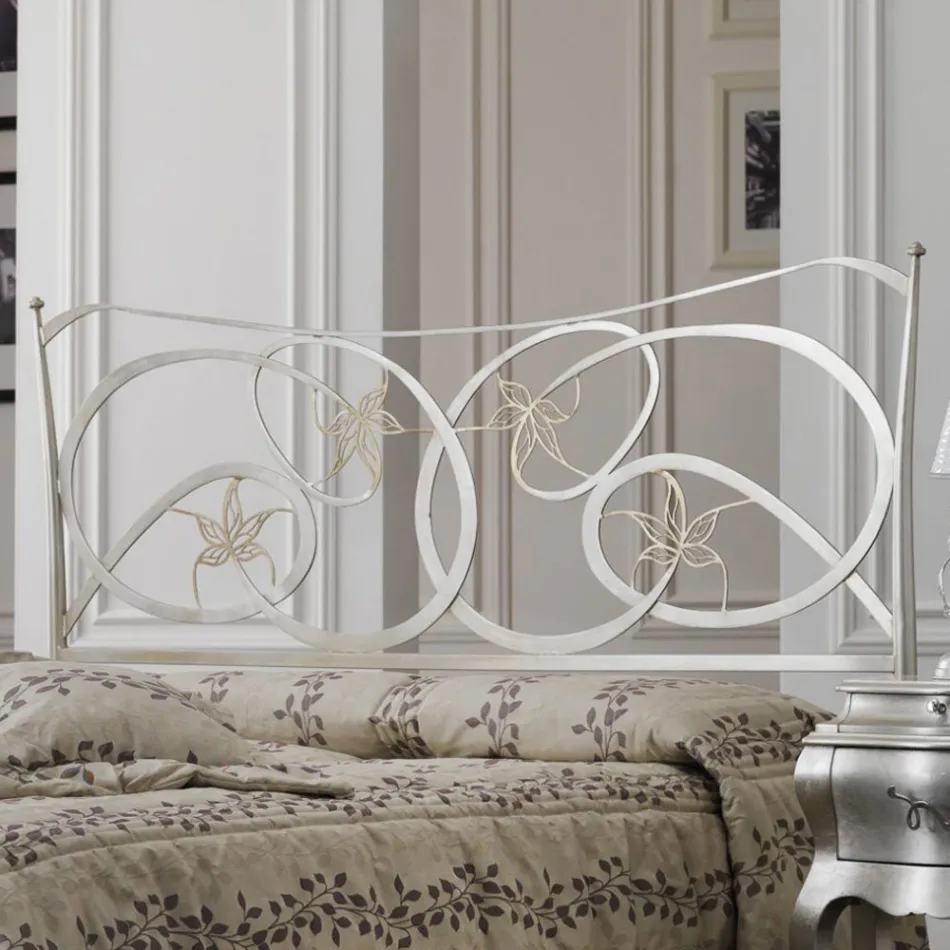 Cama de casal com estribo em diversos acabamentos Made in Italy - Natural Viadurini