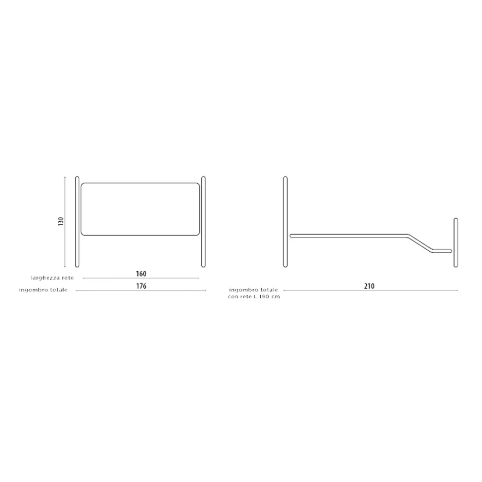 Cama de casal com estribo, colchão, travesseiros e 2 mesas de cabeceira - Lampo Viadurini