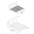 Cama de Casal com Estrutura de Madeira Revestida em Poliuretano - Virada Viadurini