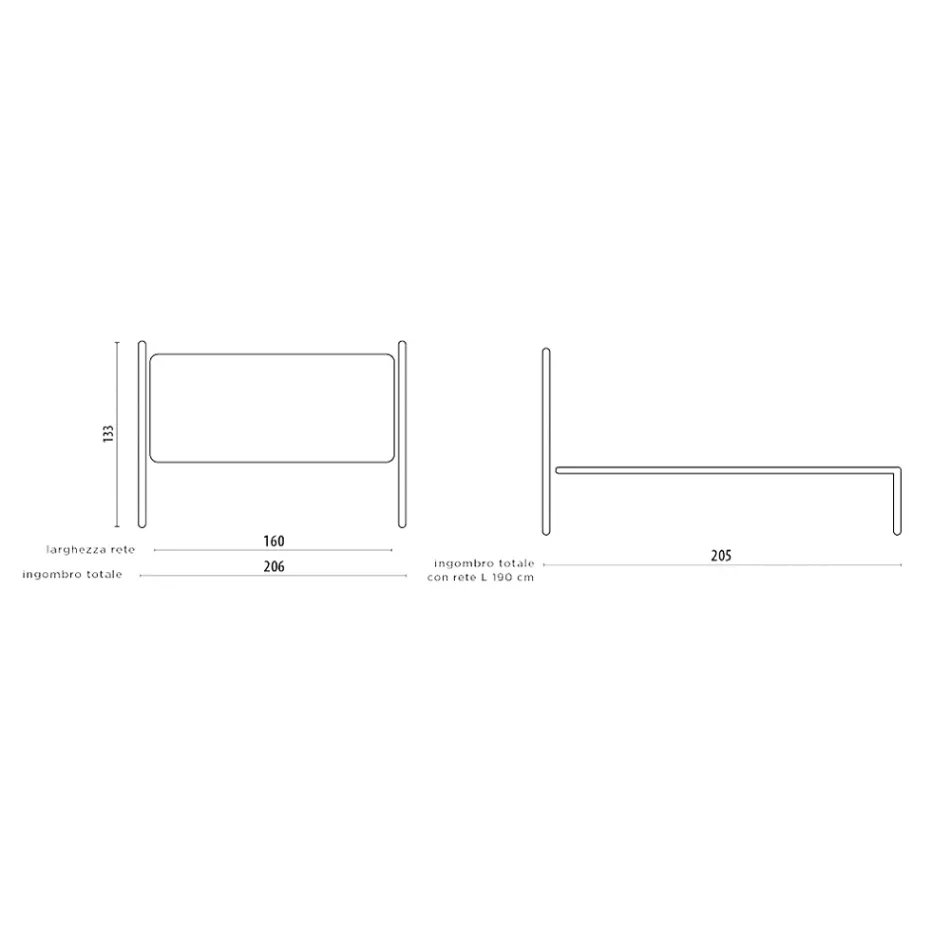 Cama de casal com cabeceira e estrado em ferro Fabricado na Itália - Acabamento Viadurini