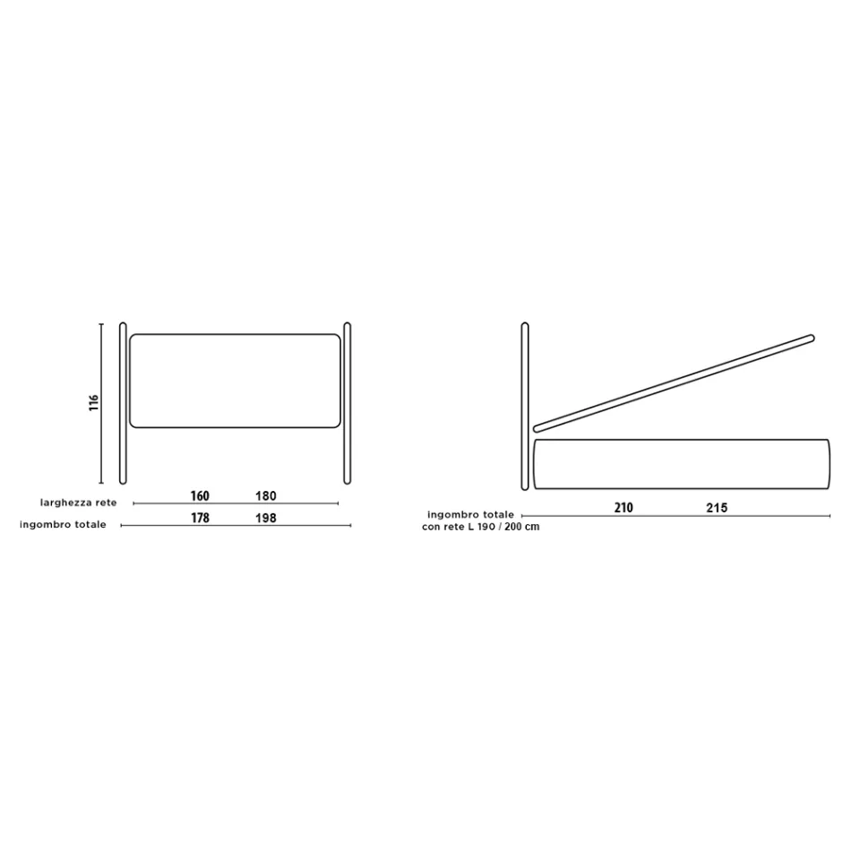 Cama de casal com cabeceira e pés acolchoados Fabricado na Itália - Aaron Viadurini