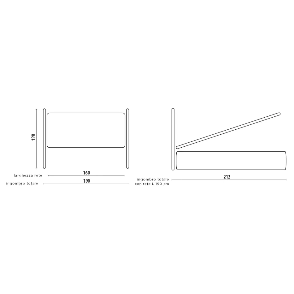 Cama de casal com cabeceira de ferro e estrado acolchoado Fabricado na Itália - Kenzo Viadurini