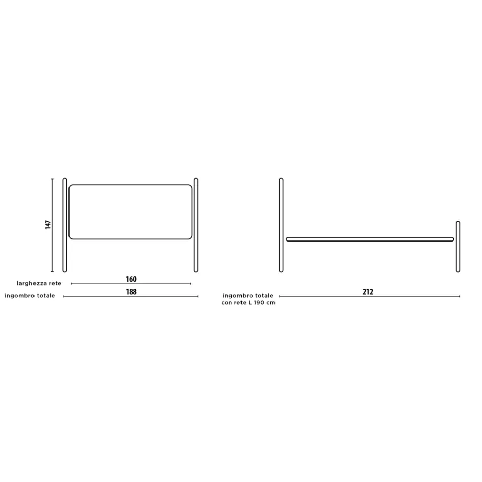 Cama de casal com cabeceira em ferro maciço Fabricado na Itália - Nebbia Viadurini