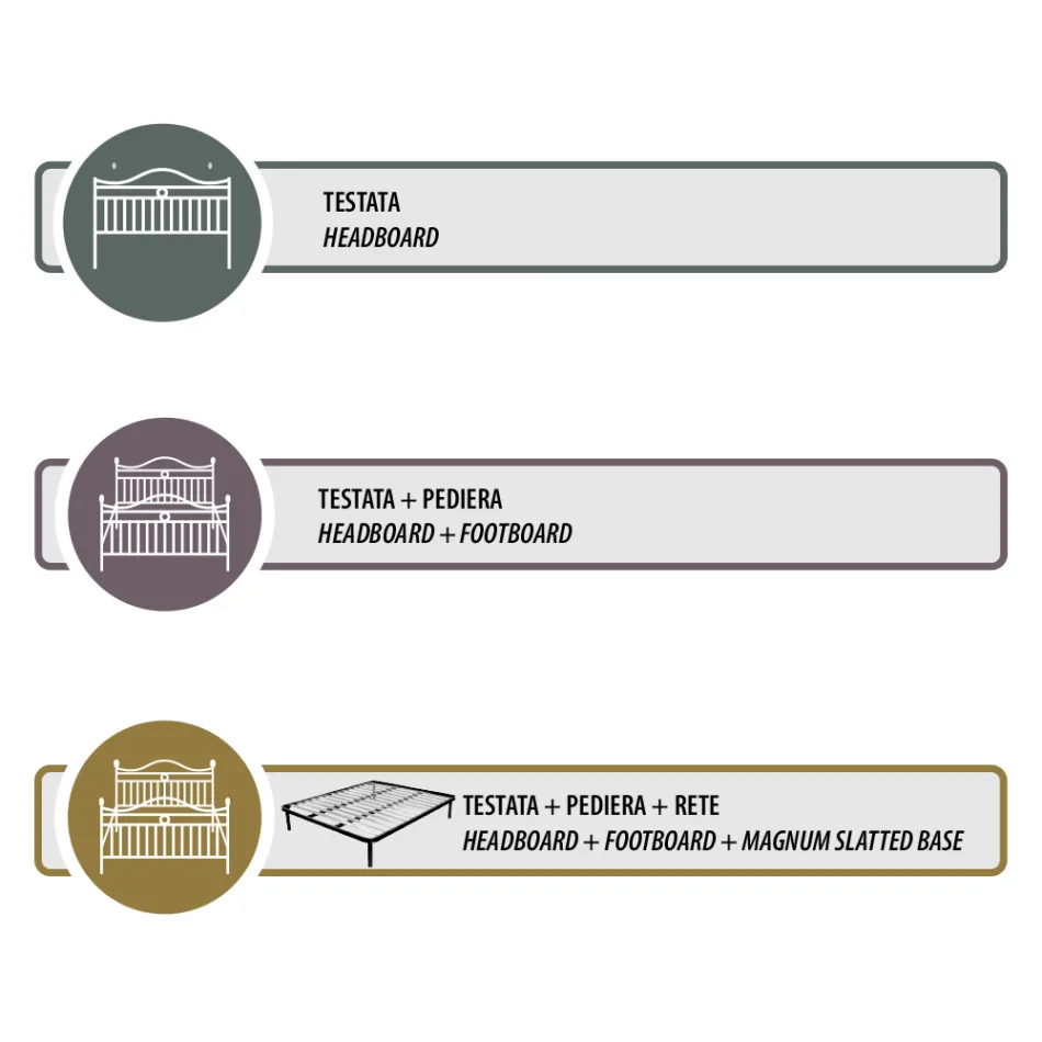 Cama de casal com cabeceira em ferro maciço Fabricado na Itália - Nebbia Viadurini