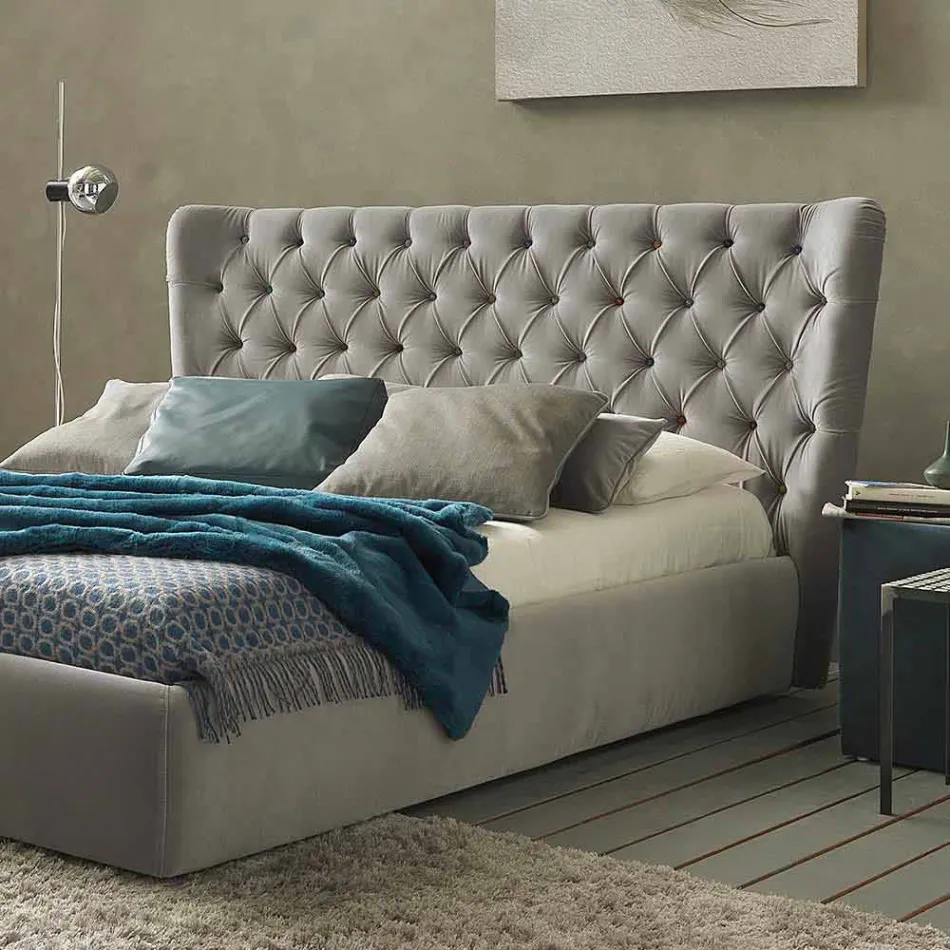 Cama de casal de design moderno Selene Bolzan com cabeceira acolchoada Viadurini
