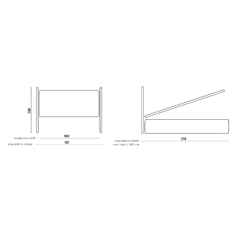 Cama de casal com cabeceira estofada em tecido Made in Italy - Fulmine Viadurini