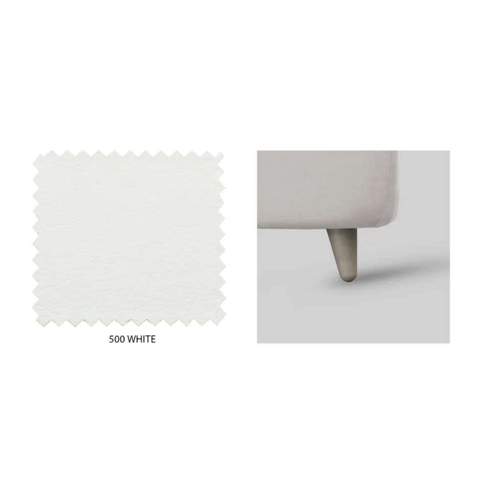 Cama de casal com cabeceira em couro ecológico ou tecido Made in Italy - Buddy Viadurini