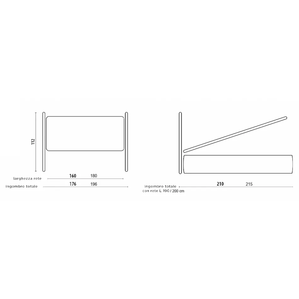 Cama de casal com cabeceira em couro ecológico ou tecido Made in Italy - Buddy Viadurini