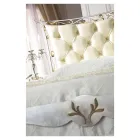 Cama de casal estilo clássico em ferro e couro fabricado na Itália - King Viadurini