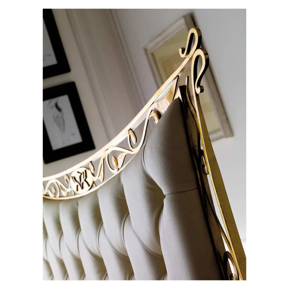 Cama de casal estilo clássico em ferro e couro fabricado na Itália - King Viadurini