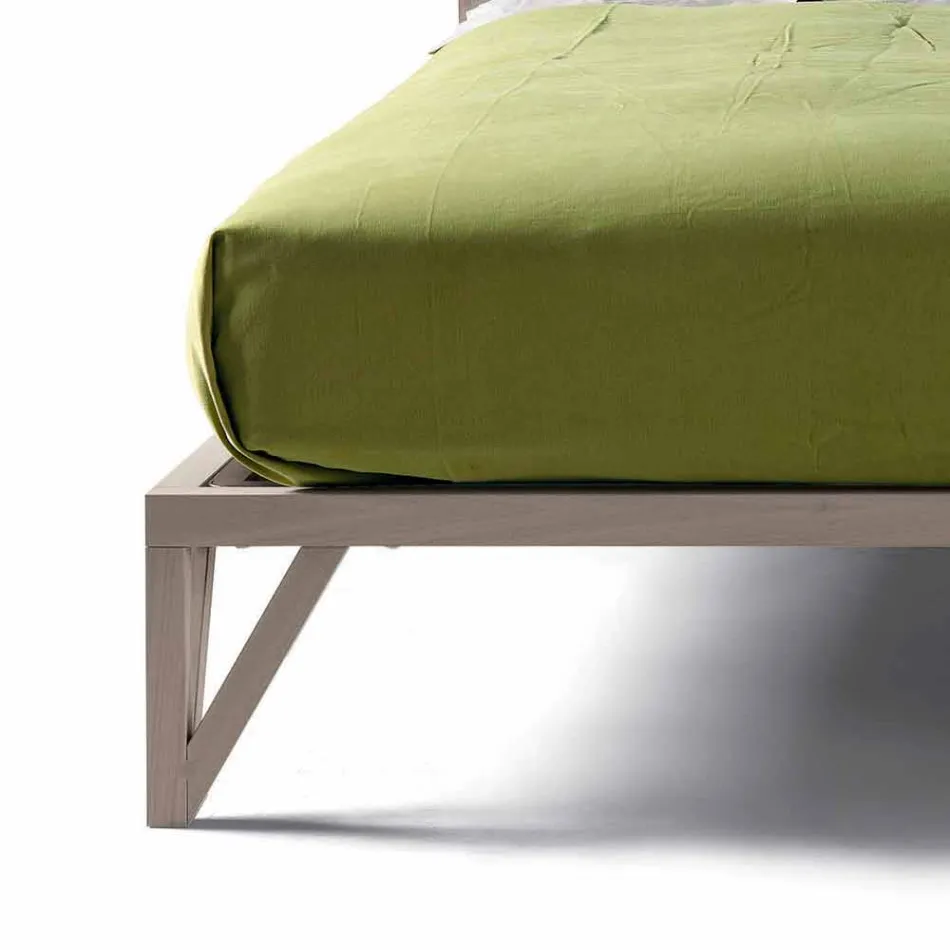 Cama de casal design 160x200cm com sólida base de nogueira Alain Viadurini