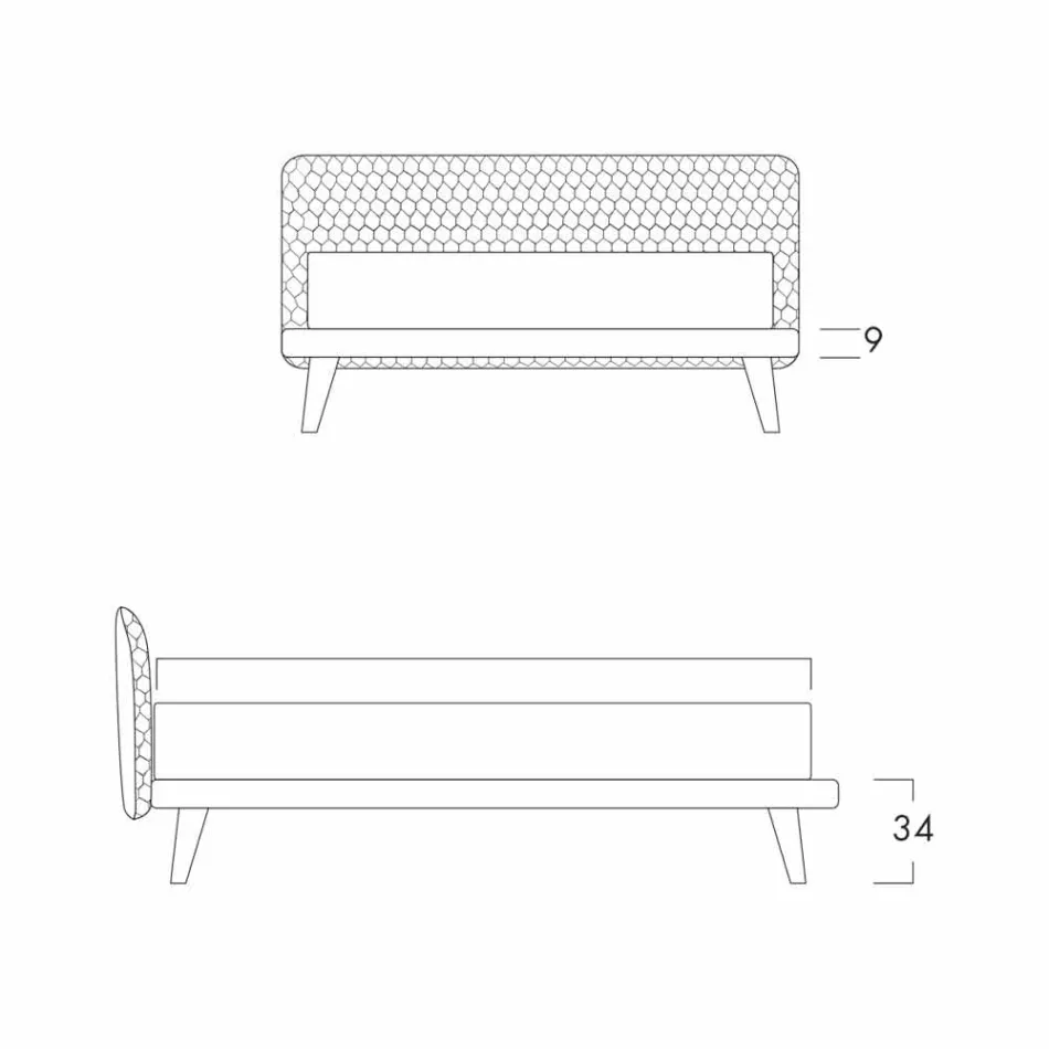 Cama de casal de design estofada em tecido Corolle Bolzan Viadurini
