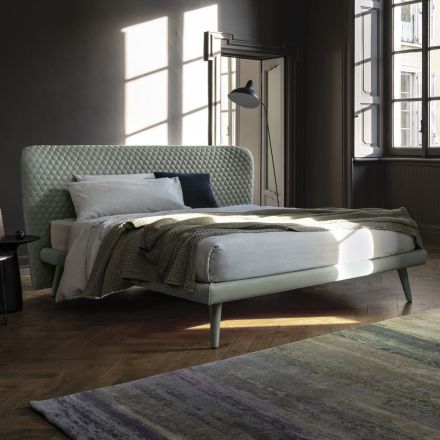 Cama de casal, sem recipiente, design contemporâneo Corolle by Bolzan Viadurini