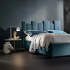 Cama de casal estofada moderna de alta qualidade em azul ou cinza - Kenzo Viadurini