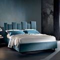 Cama de casal de design moderno estofada em azul ou cinza de alta qualidade - Kenzo