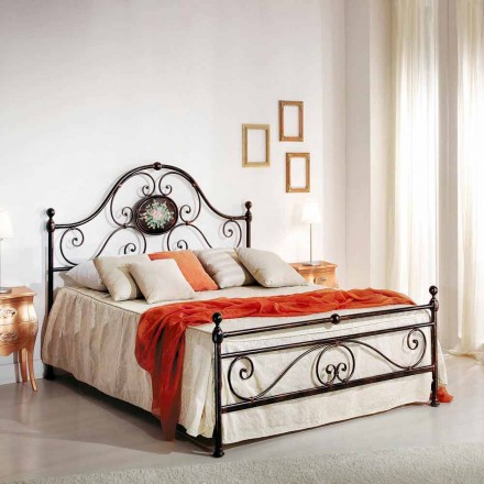 cama de casal com ofício de design de ferro forjado Alexa Viadurini