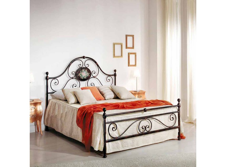 cama de casal com ofício de design de ferro forjado Alexa Viadurini