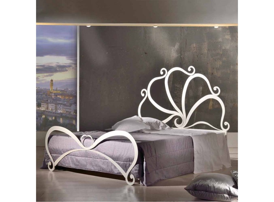 design cama de casal feita de ferro com decorações de cristal Eden Viadurini