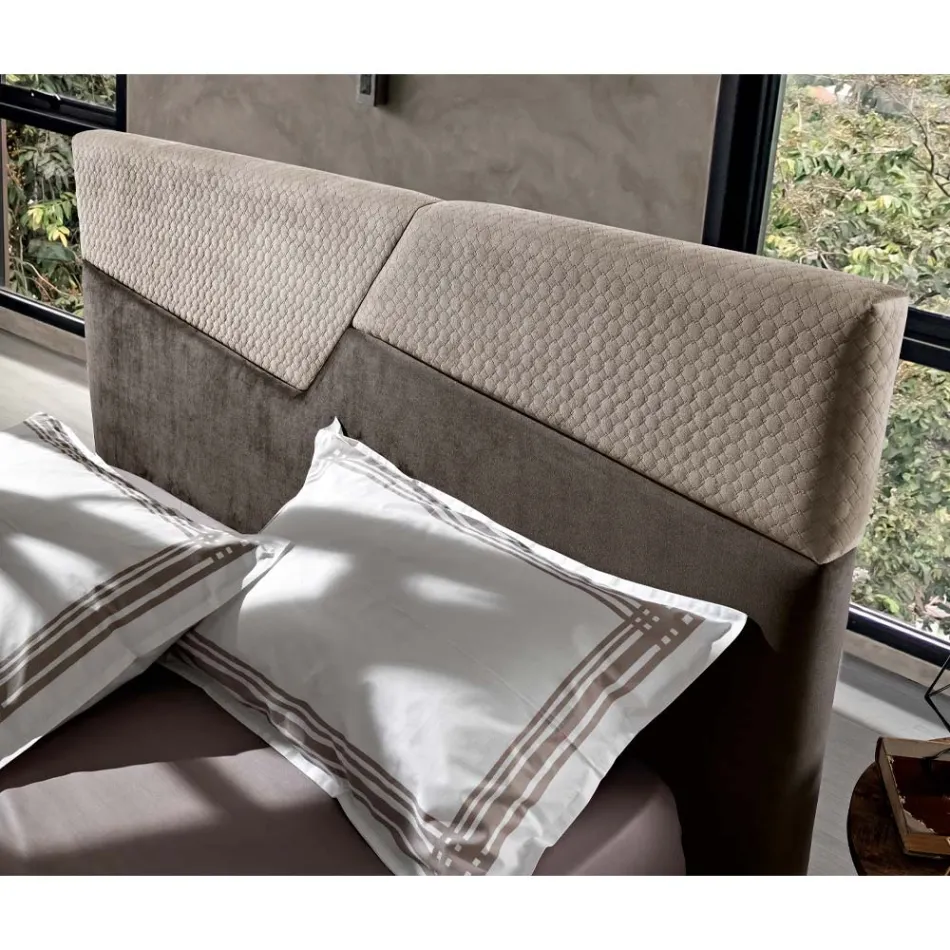 Cama de casal design moderno com cabeceira plissada ou acolchoada - Alano Viadurini