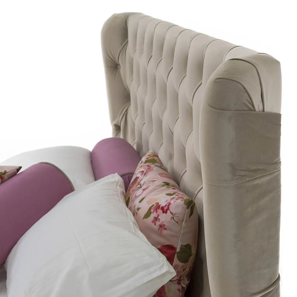 Cama de Casal Luxo com Box e Cabeceira Capitonnè Made in Italy - Papero Viadurini