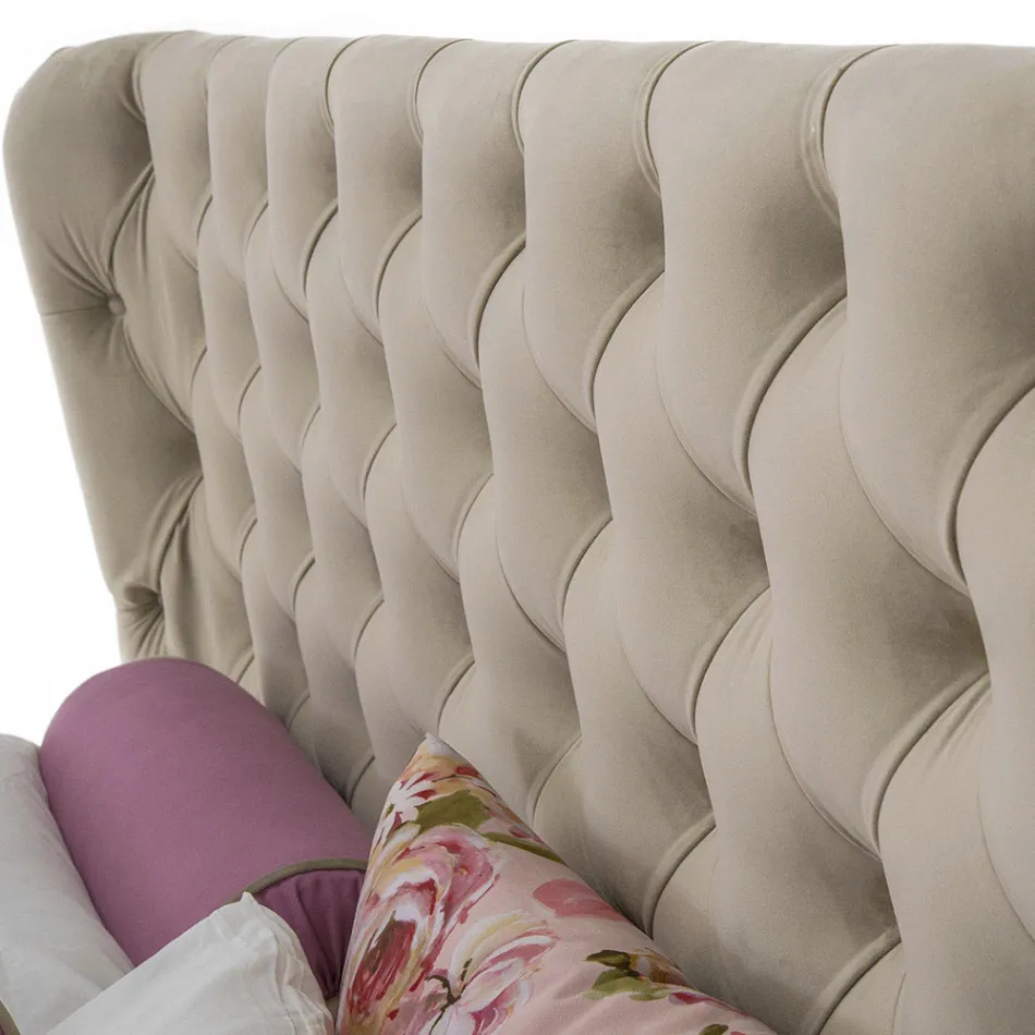 Cama de Casal Luxo com Box e Cabeceira Capitonnè Made in Italy - Papero Viadurini