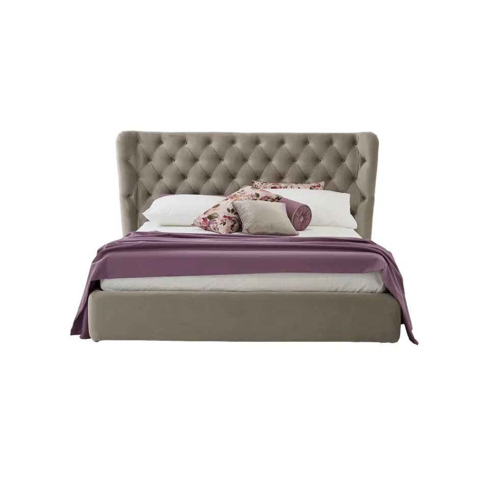 Cama de Casal Luxo com Box e Cabeceira Capitonnè Made in Italy - Papero Viadurini